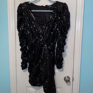 Fashion Nova Keeping Sequins Mini Dress in Black Sise Large